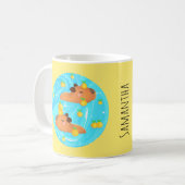Capybaras in Wasser mit Orangen Kaffeetasse (Vorderseite Links)