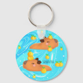 Capybaras in Wasser mit Orangen Schlüsselanhänger (Vorderseite)