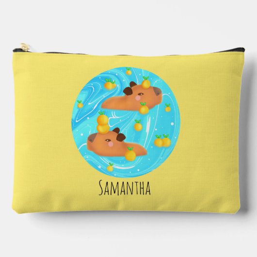 Capybaras in Wasser mit Orangen Zubehörtasche (Vorderseite)