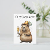 Capybaras neues Jahr Postkarte (Stehend Vorderseite)