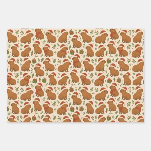Capybaras zu Weihnachten Geschenkpapier Set (Vorderseite 2)