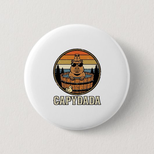 Capydada Capybara Vater Retro Whirlpool Vektordesi Button (Vorderseite)