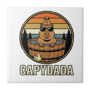 Capydada Capybara Vater Retro Whirlpool Vektordesi Fliese