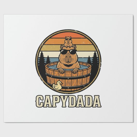 Capydada Capybara Vater Retro Whirlpool Vektordesi Geschenkpapier (Flach)