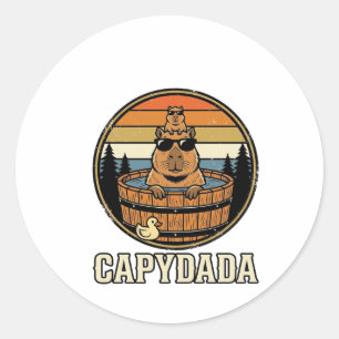 Capydada Capybara Vater Retro Whirlpool Vektordesi Runder Aufkleber