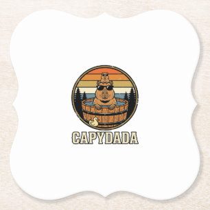 Capydada Capybara Vater Retro Whirlpool Vektordesi Untersetzer