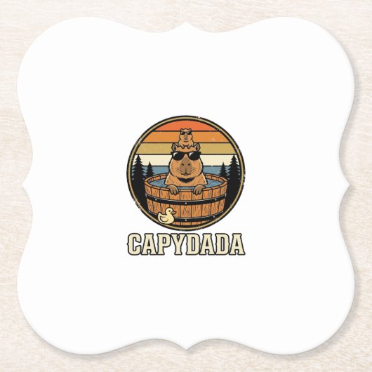 Capydada Capybara Vater Retro Whirlpool Vektordesi Untersetzer (Vorderseite)