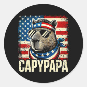 Capypapa 4. Juli Amerikanische Flagge Capybara Pap Runder Aufkleber