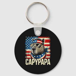 Capypapa 4. Juli Amerikanische Flagge Capybara Pap Schlüsselanhänger