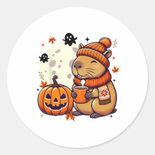 Capyra Drink Kaffee Halloween Herbssaison Danke Runder Aufkleber