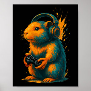 Capyra Gamer Art – Lustiges Nagetier mit Controlle Poster