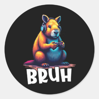 Capyra Gamer Bruh Videospiel Kinder Runder Aufkleber