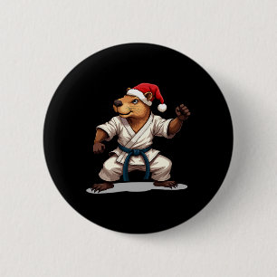 Capyra Karate Christmas Martial Arts Weihnachtsman Button