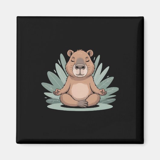 Capyra Meditating Cute Yoga Tee Yogi Meditation Magnet (Vorne)