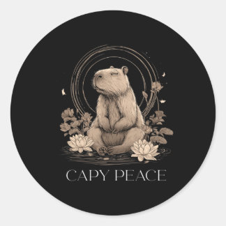 Capyra Peace Cute Yoga Runder Aufkleber