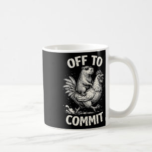 Capyra reitet auf einem Huhn, um einen Vintage-Mem Kaffeetasse