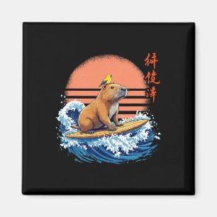 Capyra und Surfen, Japanisch, Wellen und Surfer, S Magnet