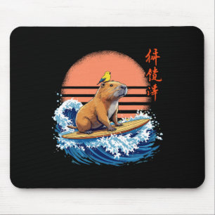 Capyra und Surfen, Japanisch, Wellen und Surfer, S Mousepad