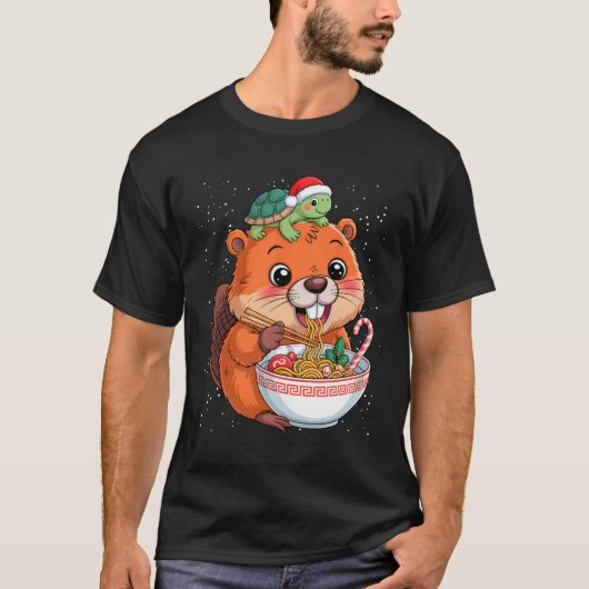 Capyra und Turtle Ckpack Ramen Kawaii Xmas Capira T-Shirt (Vorderseite)