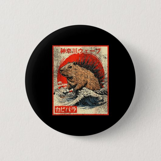 Capyzilla _ Kanagwa Wave Japan _ Cool Rodent Capyb Button (Vorderseite)