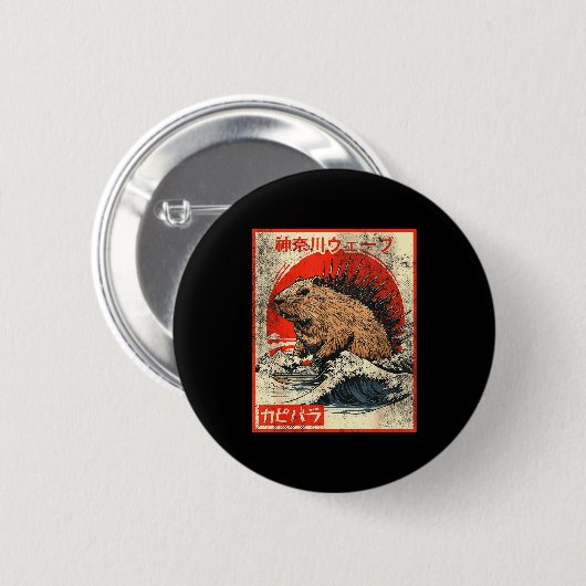 Capyzilla _ Kanagwa Wave Japan _ Cool Rodent Capyb Button (Vorne & Hinten)
