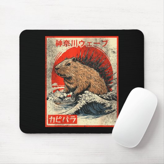 Capyzilla _ Kanagwa Wave Japan _ Cool Rodent Capyb Mousepad (Mit Mouse)