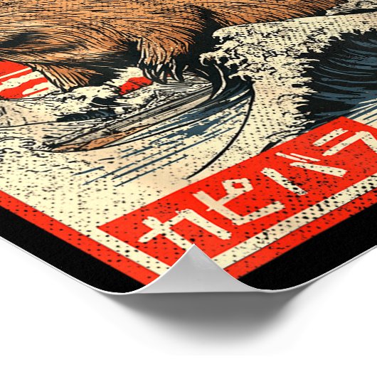 Capyzilla _ Kanagwa Wave Japan _ Cool Rodent Capyb Poster (Ecke)