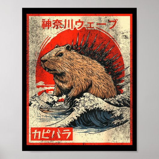 Capyzilla _ Kanagwa Wave Japan _ Cool Rodent Capyb Poster (Vorne)