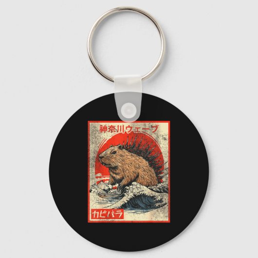 Capyzilla _ Kanagwa Wave Japan _ Cool Rodent Capyb Schlüsselanhänger (Vorderseite)