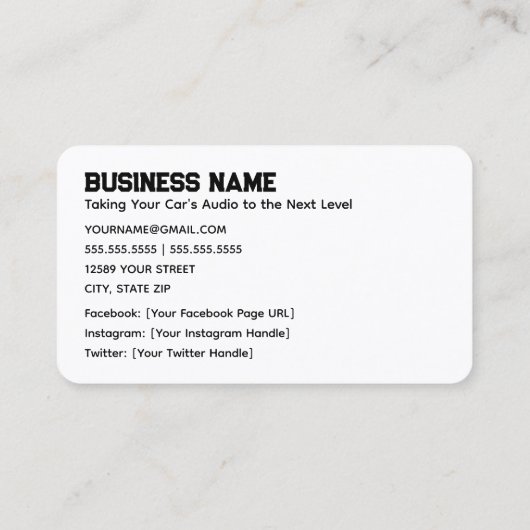 Car Audio Visitenkarte (Rückseite)