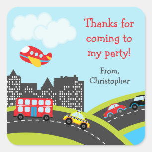 Car Birthday Party Danke Stickers