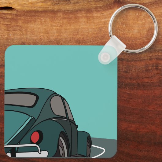 Car Blue Classic Car Schlüsselanhänger (Rückseite)