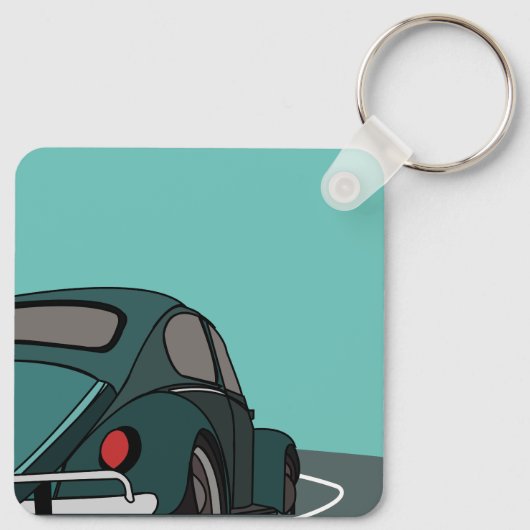 Car Blue Classic Car Schlüsselanhänger (Rückseite)