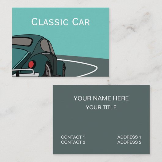 Car Blue Classic Car Visitenkarte (Vorne/Hinten)