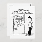 Car Boot Sale auf dem Cartoon Scrapyard Postkarte (Vorne/Hinten)