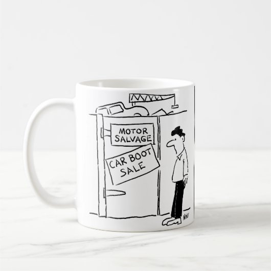 Car Breakers Scrapyard Car Boot Sale Cartoon Kaffeetasse (Links)