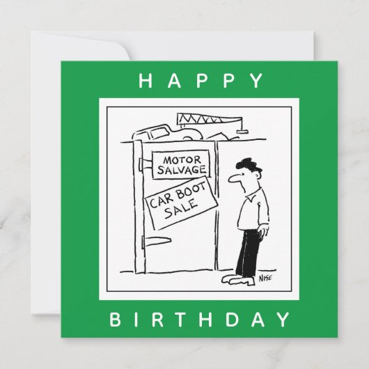 Car Breakers Scrapyard Car Boot Sale Cartoon Karte (Vorderseite)