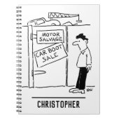 Car Breakers Scrapyard Car Boot Sale Cartoon Notizblock (Vorderseite)