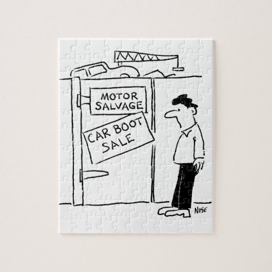 Car Breakers Scrapyard Car Boot Sale Cartoon Puzzle (Vertikal)