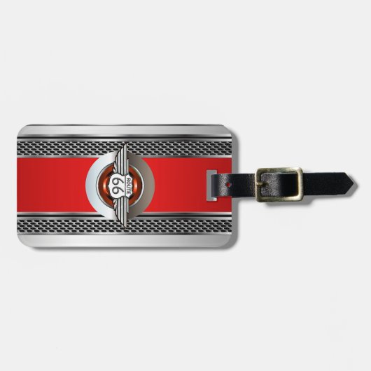 Car Chrome Route 66 Gepäckanhänger (Vorderseite horizontal)