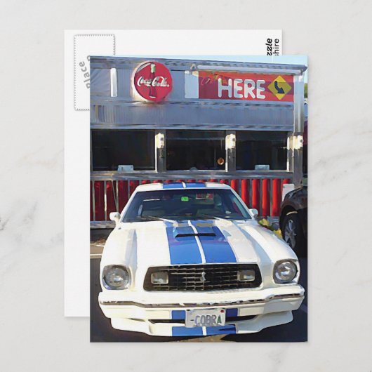 Car Cruise Night in Diner Postkarte (Vorne/Hinten)