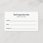 Car Dealership-Auto Sales Associate Business Card Visitenkarte (Rückseite)