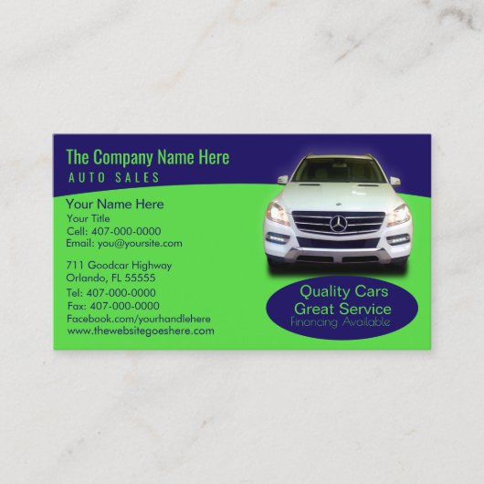 Car Dealership-Auto Sales Associate Business Card Visitenkarte (Vorderseite)