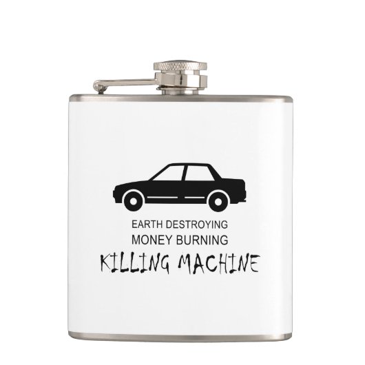 Car Earth zerstört Geldverbrennungsmaschine Flachmann (Vorderseite)