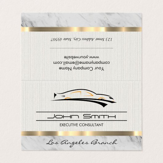 Car Icon Metallic Trimm Visitenkarten (Außenseite Aufgefaltet)