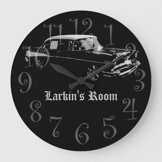 Car Individuelle Name Clock Große Wanduhr (Vorderseite)
