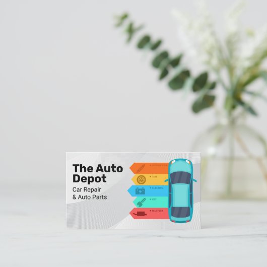 Car Infografik | Auto Parts Services Visitenkarte (Stehend Vorderseite)