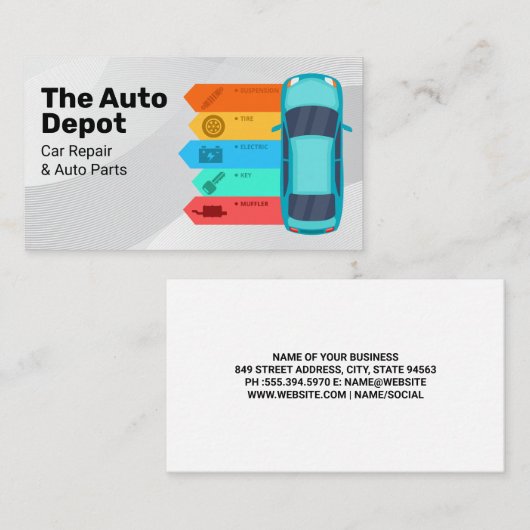 Car Infografik | Auto Parts Services Visitenkarte (Vorne/Hinten)