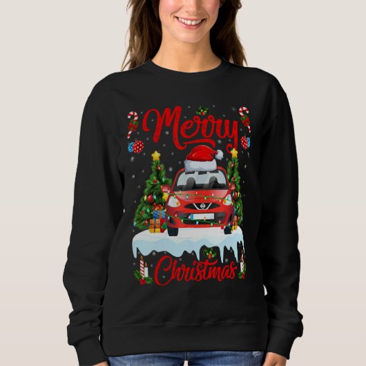Car Lights Xmas Tree Santa Car Christmas 1 Sweatshirt (Vorderseite)