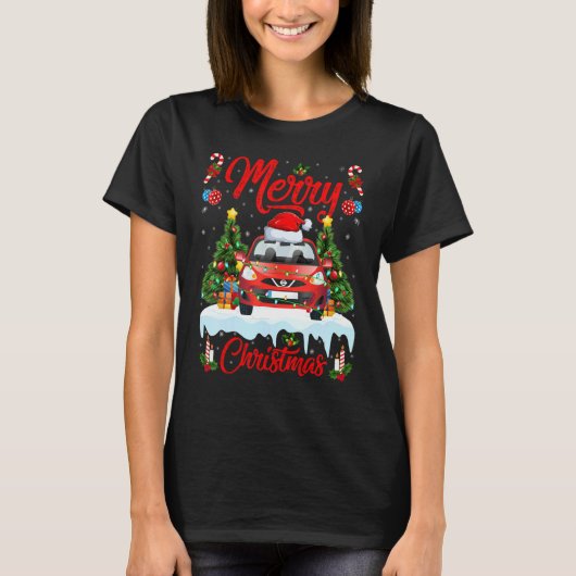 Car Lights Xmas Tree Santa Car Christmas 1 T-Shirt (Vorderseite)